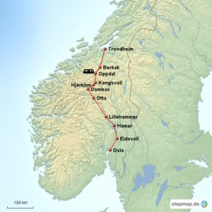 Karte der Stationen der Dovrebahn